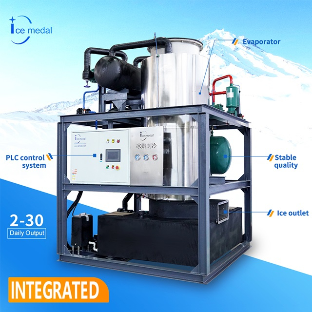Automatische 20 Tonnen pro Tag Industrial Integrated Ice Tube Maker Machine für Eisanlagen